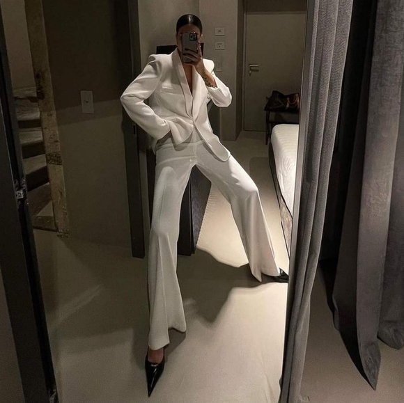 ZARA * BLAZER WHITE Size L tuxedo - Picture 4 of 16